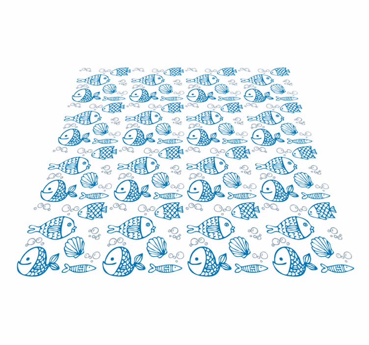 Dieren vinyl tapijt getekende blauwe vissen - TenStickers