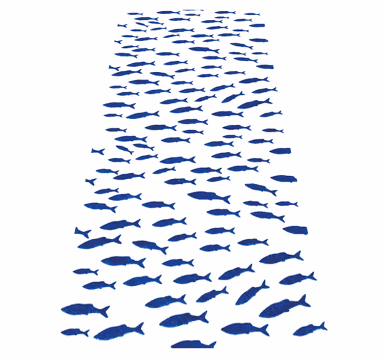 Dieren vinyl tapijt met blauw vissenpatroon - TenStickers