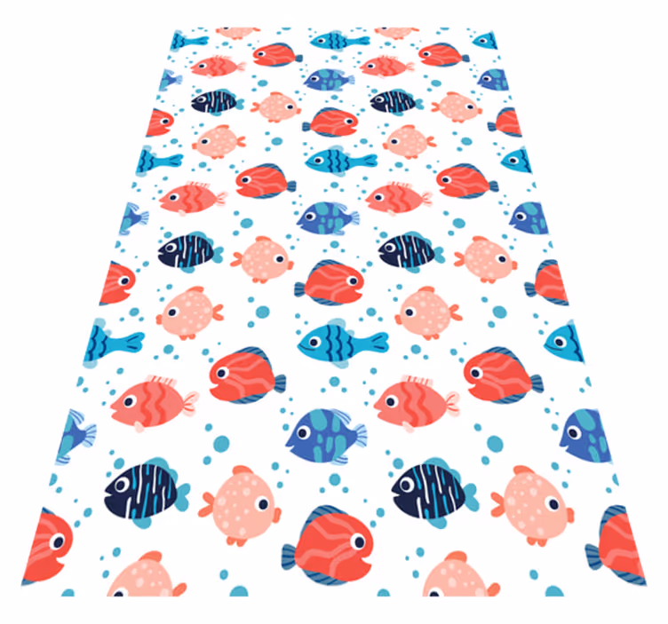 Dieren vinyl tapijt roze en blauwe vissen - TenStickers