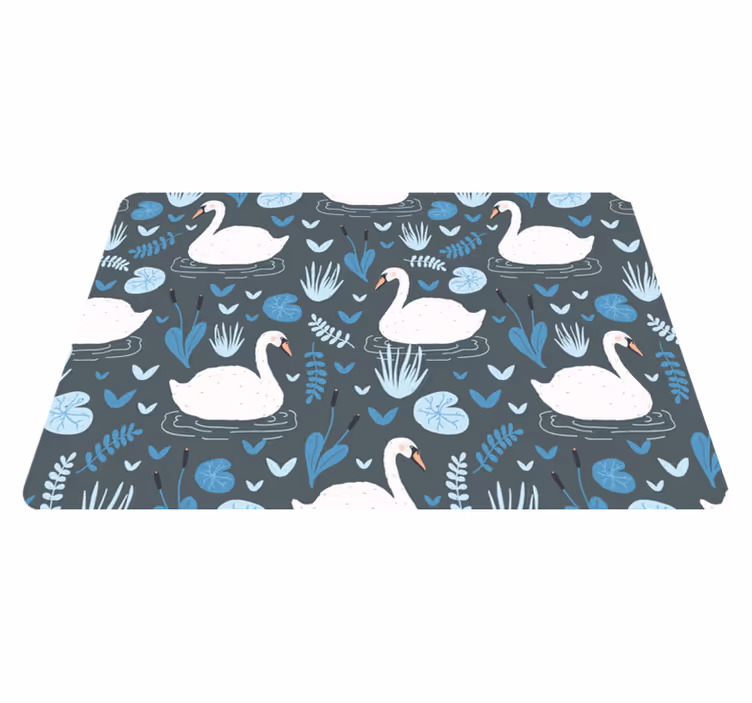 Dieren vinyl tapijt elegant wit zwanenpatroon - TenStickers