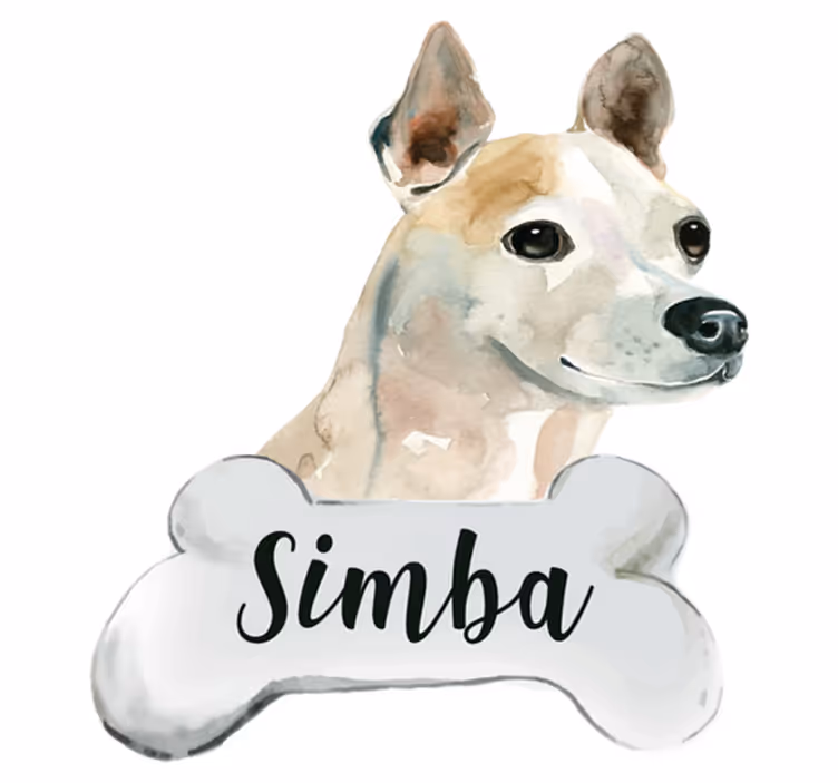 Dieren vinyl tapijt hond met naam - TenStickers