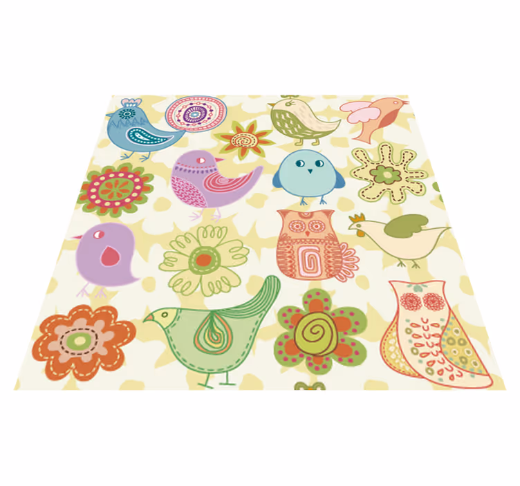 Dieren vinyl tapijt met kleurrijke vogelmotieven - TenStickers