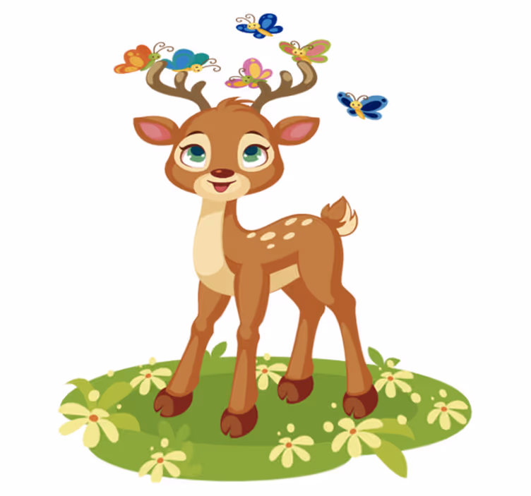 Dieren vinyl tapijt schattige cartoon hert - TenStickers