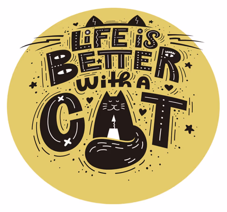 Dieren vinyl tapijt leven is beter met een kat - TenStickers