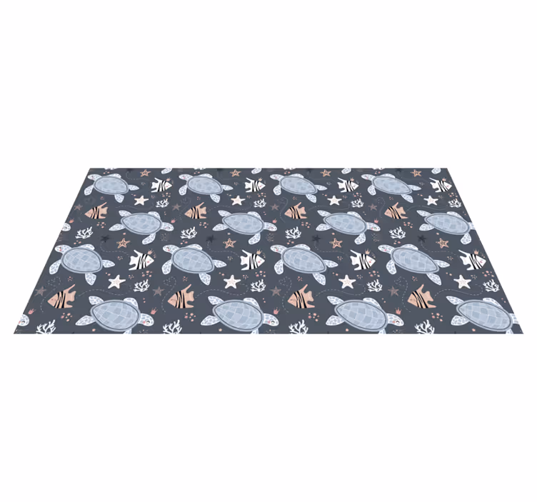 Dieren vinyl tapijt met speelse schildpad motief - TenStickers