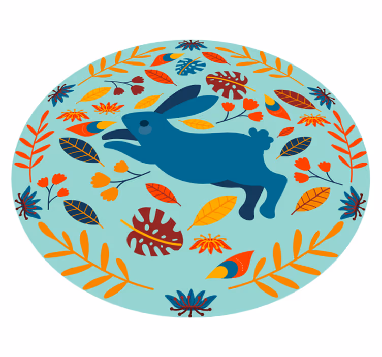 Dieren vinyl tapijt speelse konijnen illustratie - TenStickers