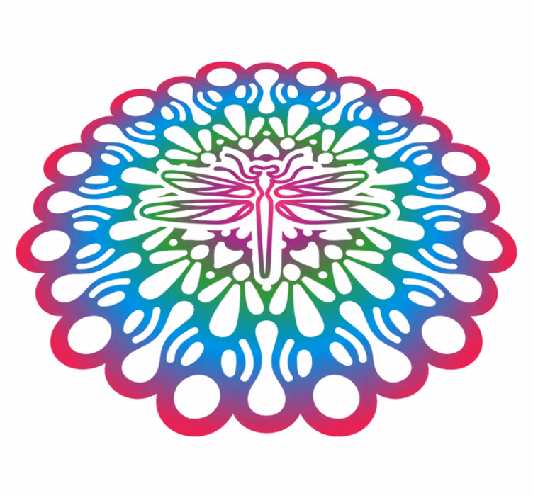 Dieren vinyl tapijt kleurvolle libelle mandala - TenStickers
