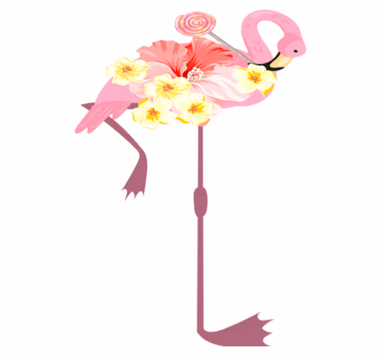 Dieren vinyl tapijt flamingo bloemen ontwerp - TenStickers