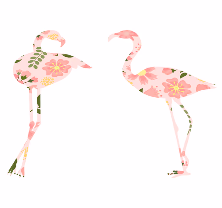Dieren vinyl tapijt flamingo bloemenpatroon - TenStickers