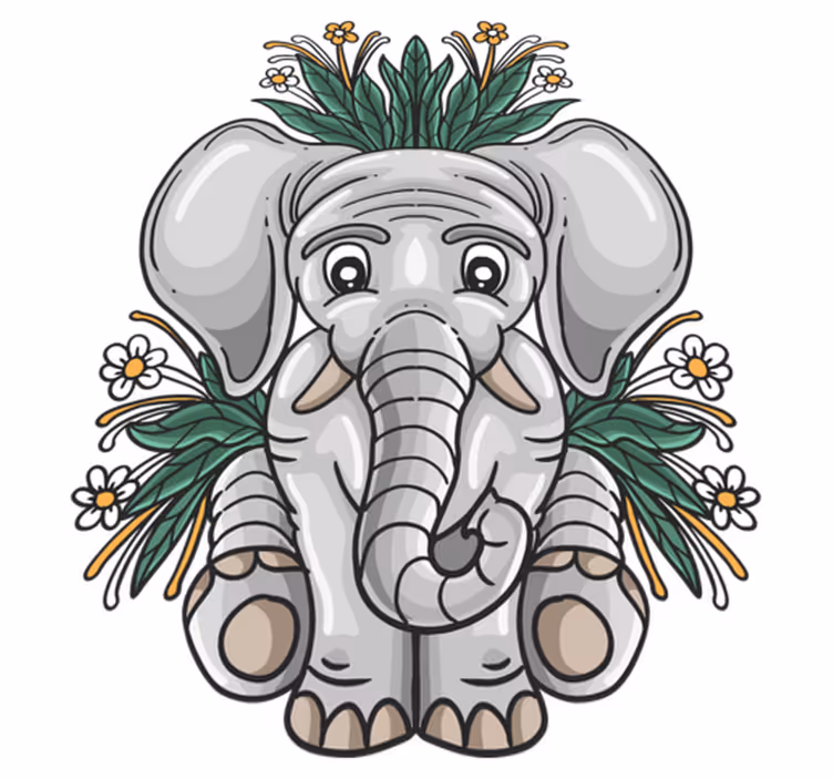Dieren vinyl tapijt schattige olifanten illustratie - TenStickers