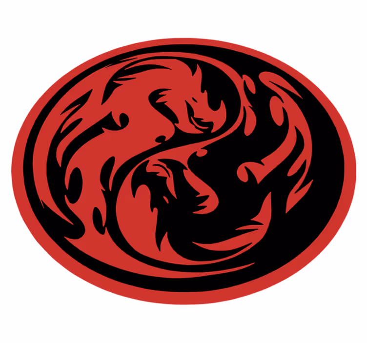 Dieren vinyl tapijt yin yang draken - TenStickers