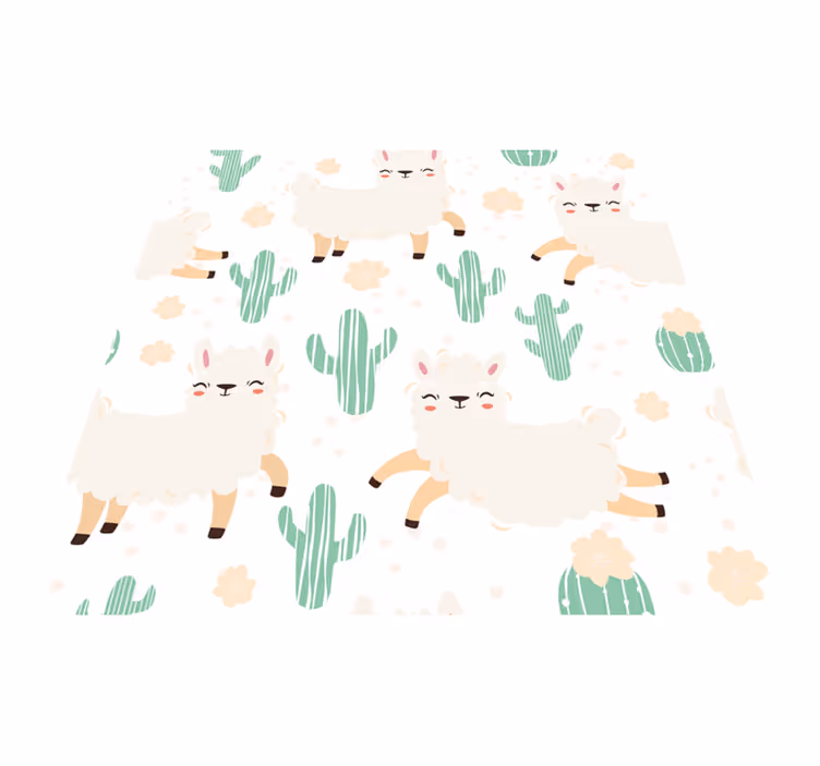 Dieren vinyl tapijt schattige lama's en cactussen - TenStickers