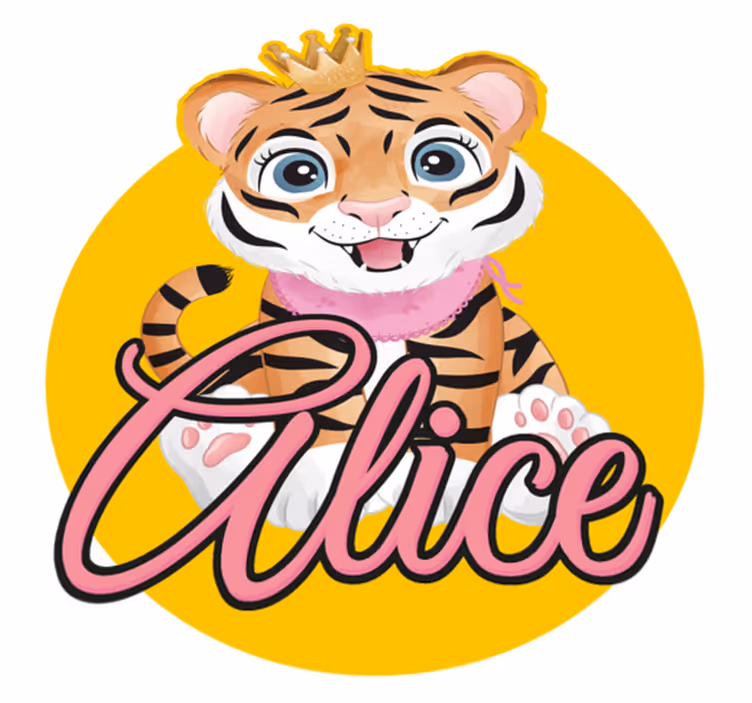 Dieren vinyl tapijt schattige tijger illustratie - TenStickers
