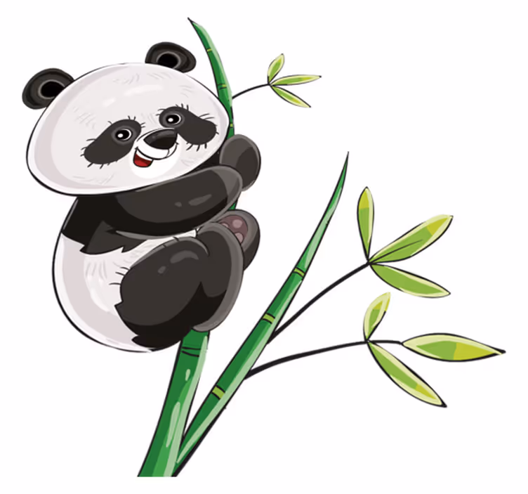 Dieren vinyl tapijt panda klimt in bamboe - TenStickers