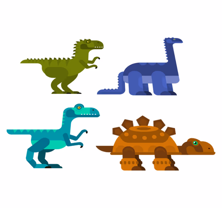 Dieren vinyl tapijt kleurrijke bewegende dinosaurussen - TenStickers