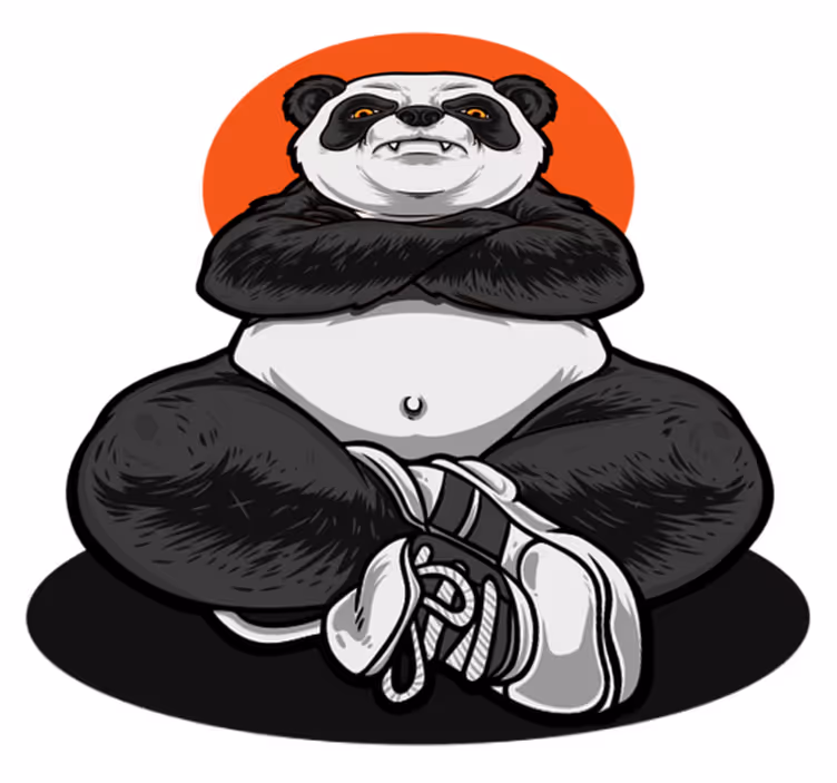 Dieren vinyl tapijt panda omarmt rustigheid - TenStickers