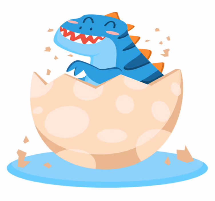 Dieren vinyl tapijt blije uitkomende dinosaurus - TenStickers