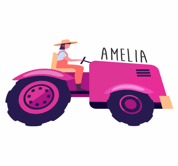 Dieren vinyl tapijt persoonlijk tractor avontuur - TenStickers