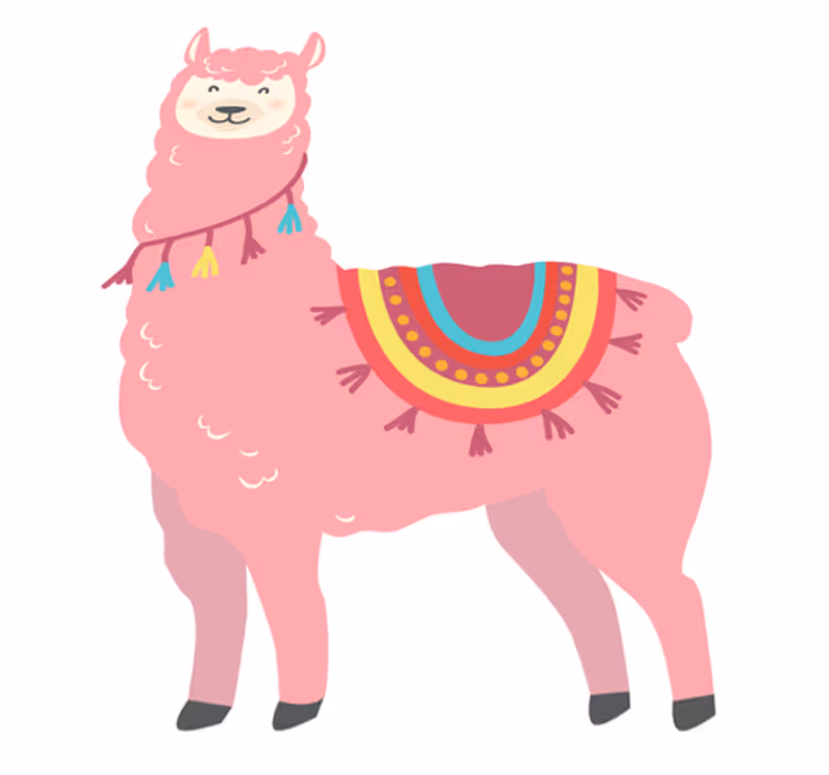 Dieren vinyl tapijt lama roze - TenStickers