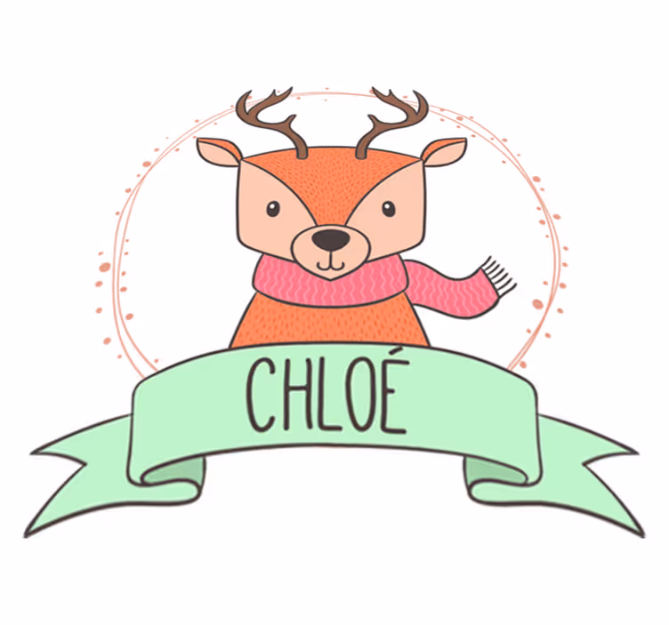 Dieren vinyl tapijt baby hert met naam - TenStickers