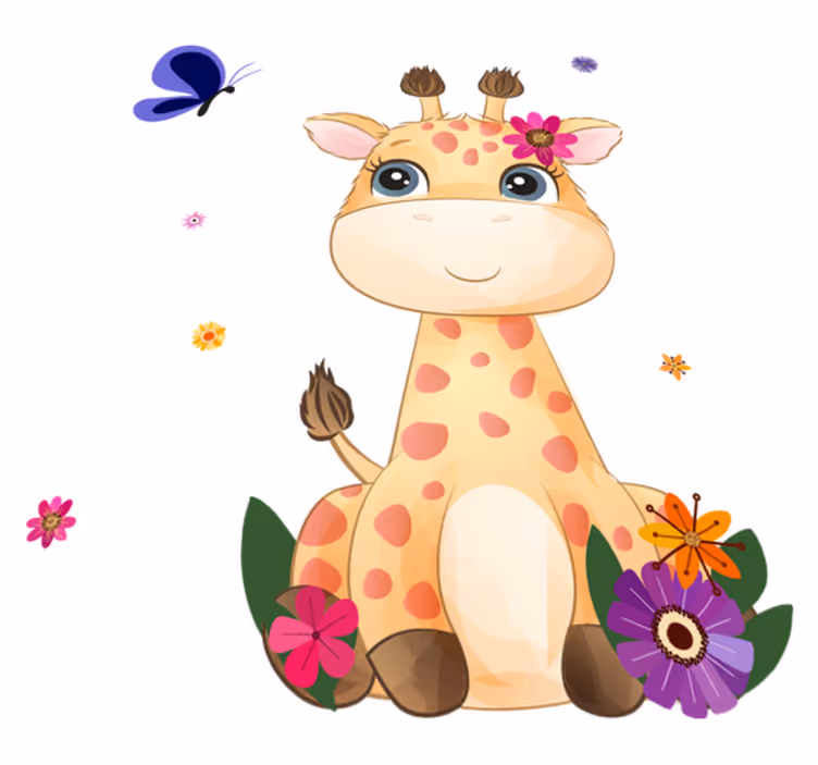 Dieren vinyl tapijt wild afrika voor kinderen giraf meisje - TenStickers