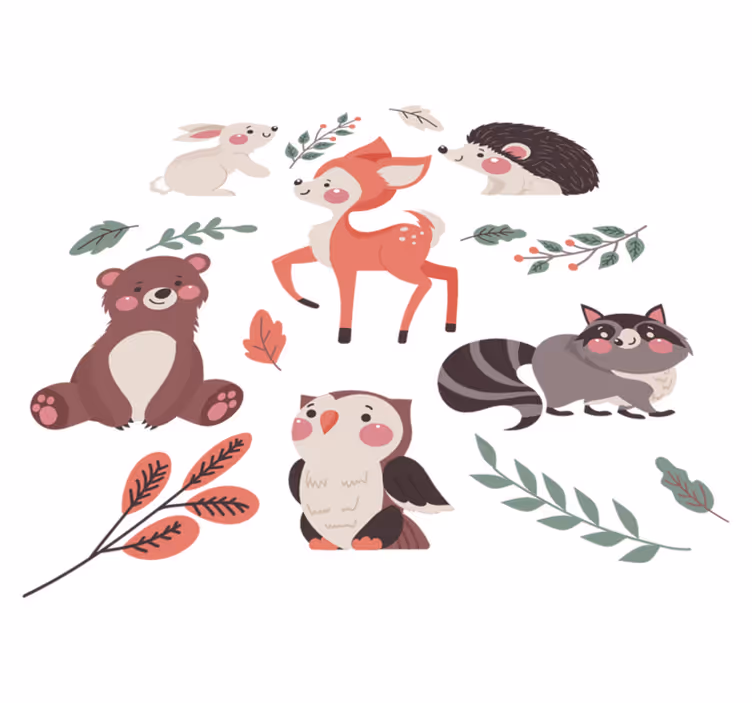 Dieren vinyl tapijt herfstbosdieren - TenStickers