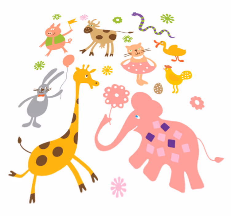 Dieren vinyl tapijt kleurrijke wezens - TenStickers