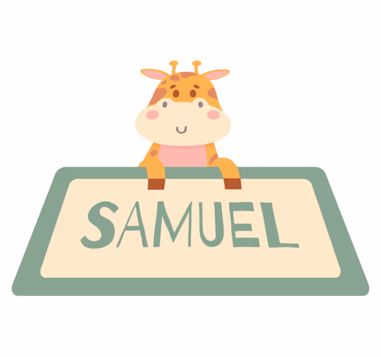 Dieren vinyl tapijt giraffe label met naam - TenStickers