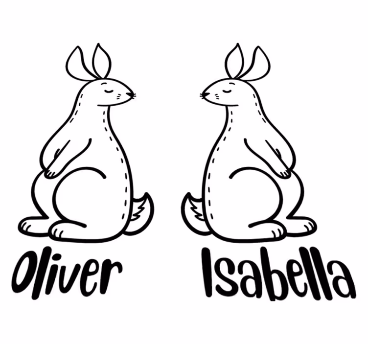 Dieren vinyl tapijt gepersonaliseerde paashazen - TenStickers