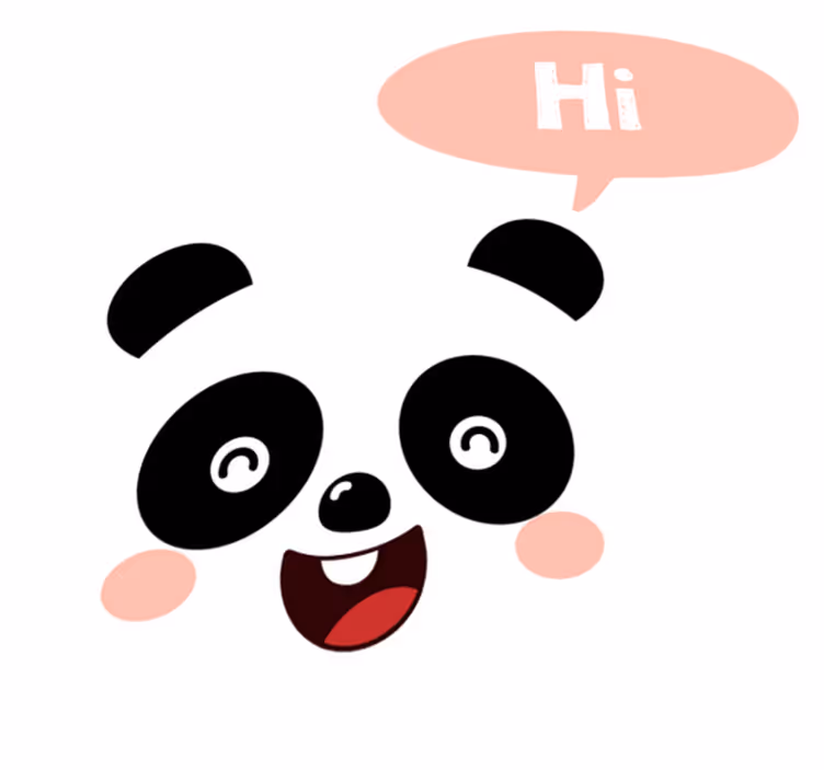Dieren vinyl tapijt cartoon panda zegt hallo - TenStickers