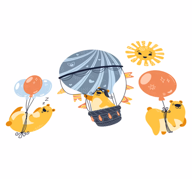 Dieren vinyl tapijt met dieren aan ballonnen - TenStickers