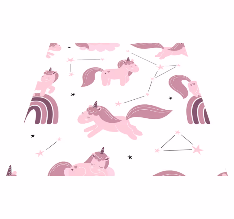 Dieren vinyl tapijt eenhoorns en constellaties - TenStickers