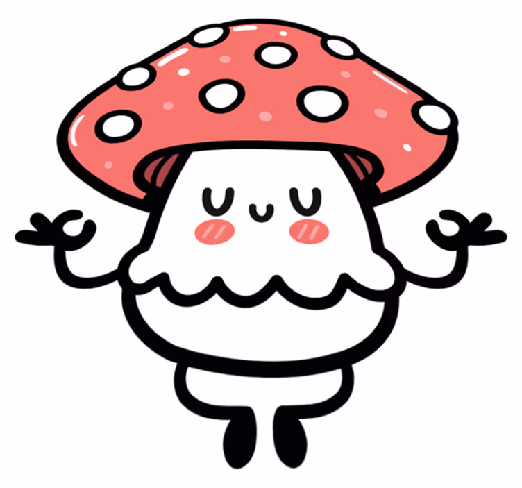 Dieren vinyl tapijt schattig paddenstoel personage - TenStickers