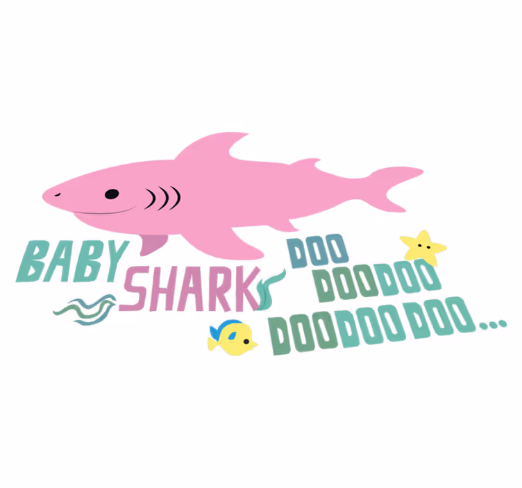 Dieren vinyl tapijt met teksten van baby shark - TenStickers