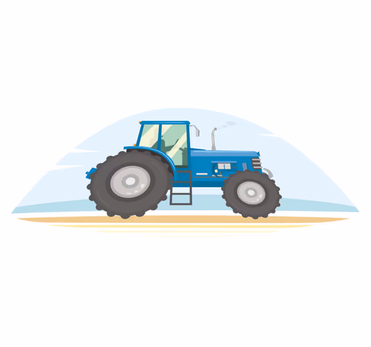Dieren vinyl tapijt met blauwe tractor illustratie - TenStickers