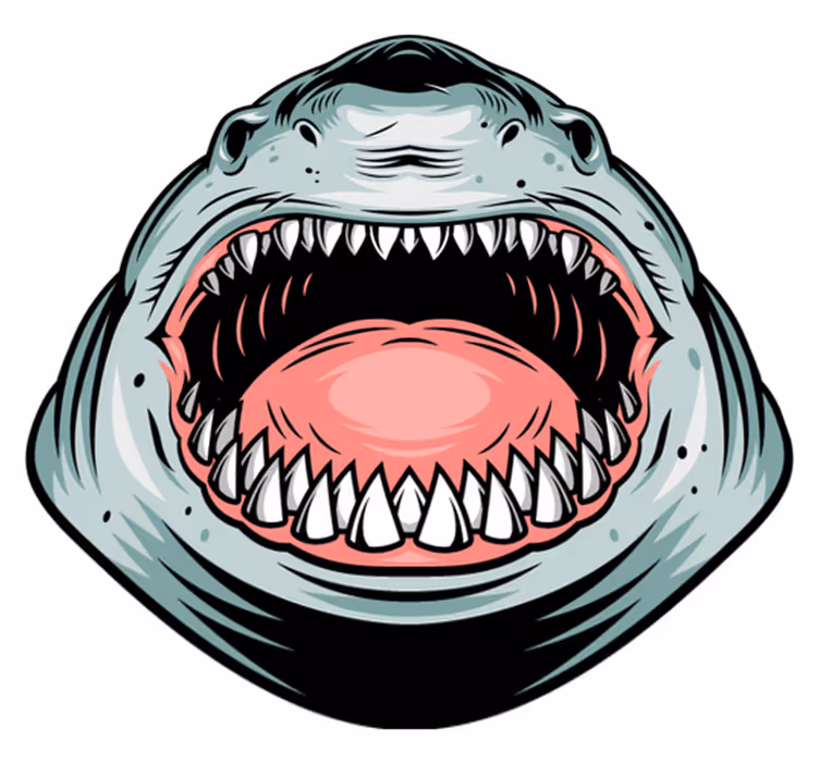 Dieren vinyl tapijt ferocious shark head - TenStickers