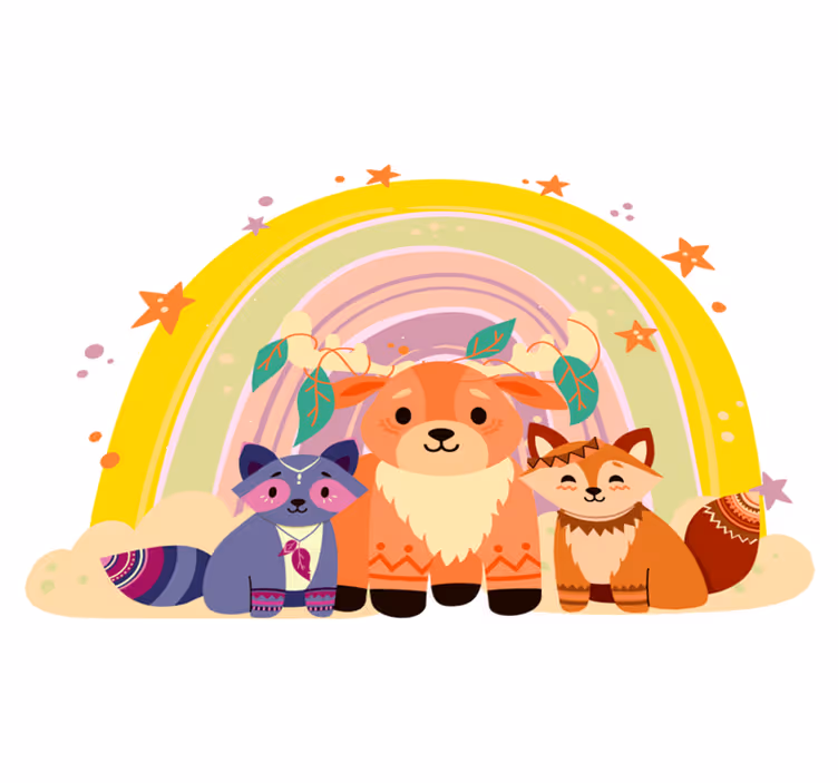 Dieren vinyl tapijt charmante wezens trio - TenStickers