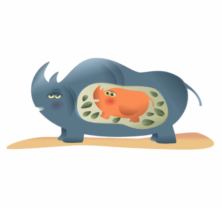 Dieren vinyl tapijt zwangere neushoornmoeder - TenStickers