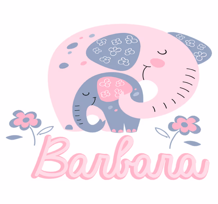 Dieren vinyl tapijt olifanten met harten en naam - TenStickers