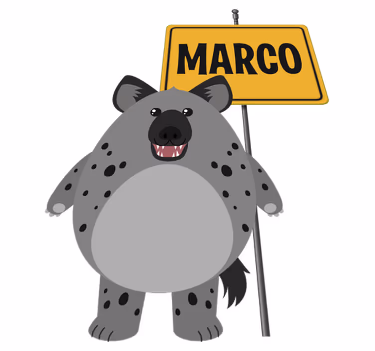 Dieren vinyl tapijt wilde hyena met naam - TenStickers