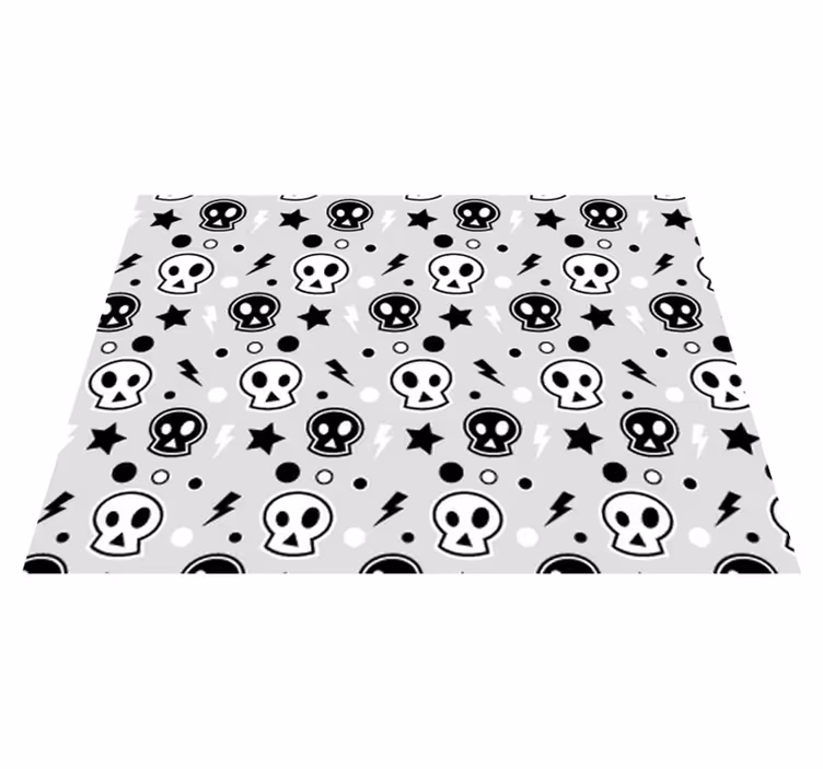 Vinyl tapijt halloween grijze en witte schedels - TenStickers