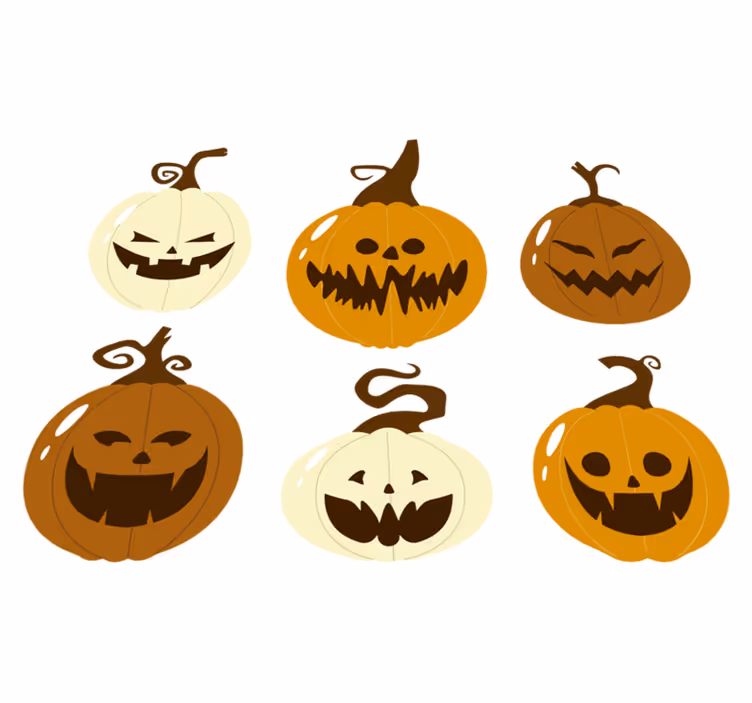 Vinyl tapijt halloween set van griezelige pompoenen - TenStickers