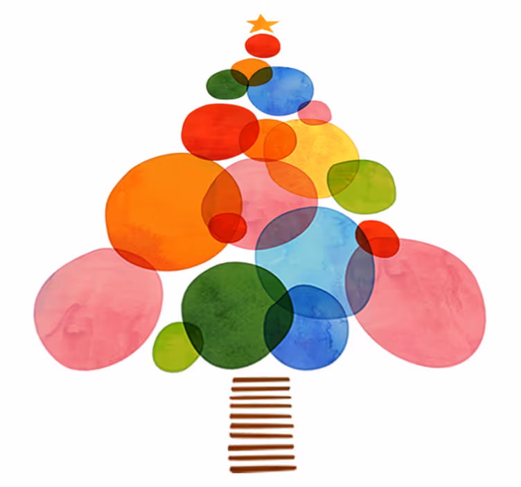 Vinyl tapijt kerstmis kleurrijke aquarel - TenStickers