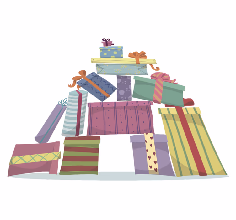 Vinyl tapijt kerstmis berg van cadeaus - TenStickers
