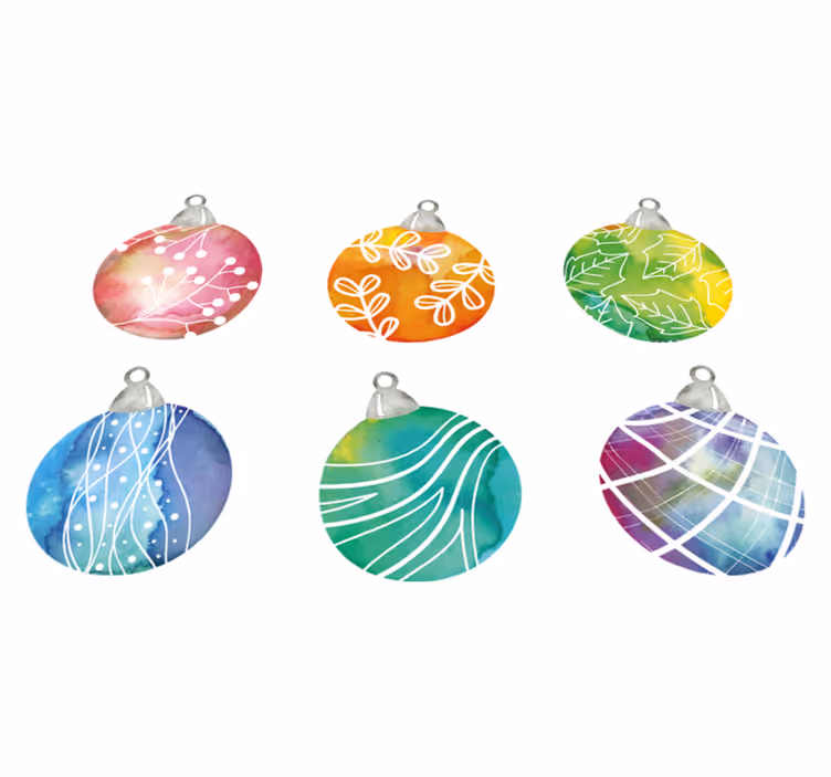 Vinyl tapijt kerstmis aquarel kerstbal ornamenten - TenStickers