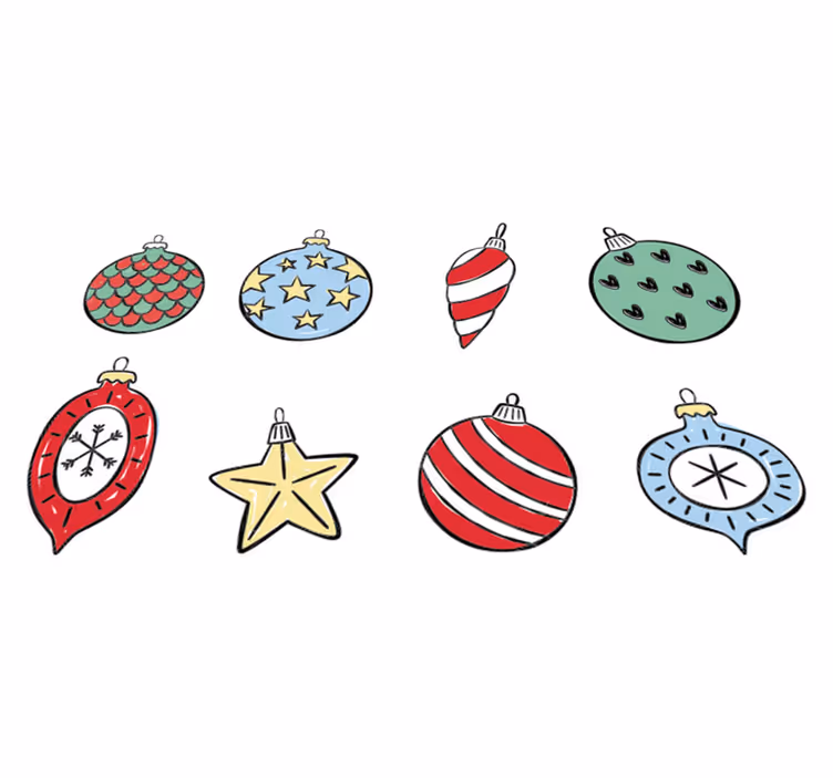 Vinyl tapijt kerstmis set van vintage kerstballen - TenStickers