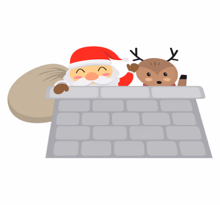 Vinyl tapijt kerstmis santa en rendieren - TenStickers