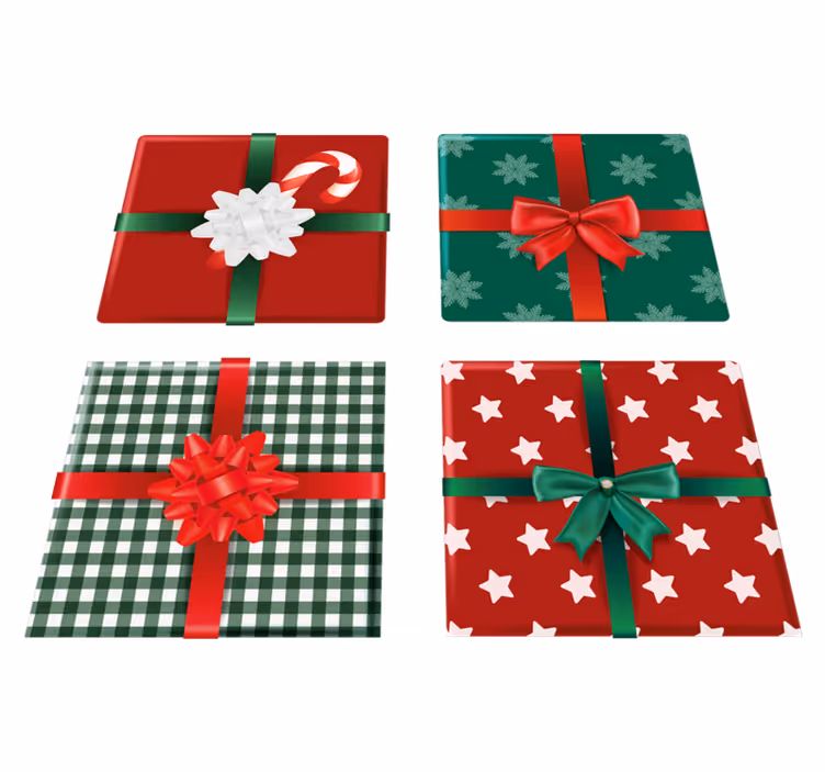 Vinyl tapijt kerstmis cadeau dozen set tegels - TenStickers