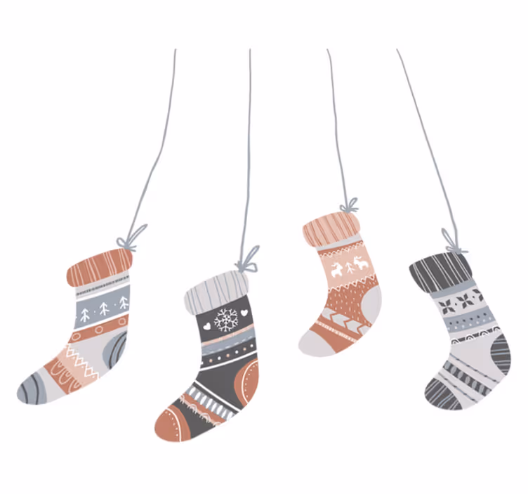 Vinyl tapijt kerstmis met kerstsocken - TenStickers