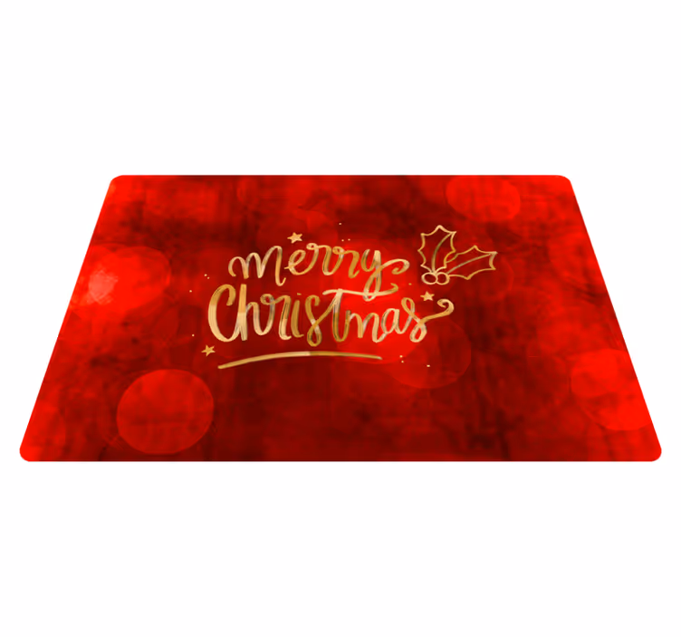 Vinyl tapijt kerstmis vrolijk kerstmis in rood - TenStickers